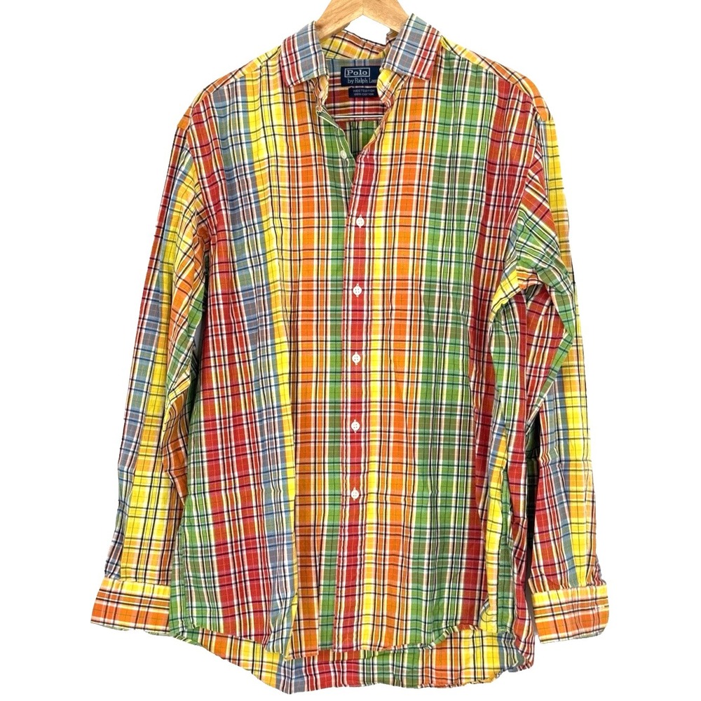 Polo Ralph Lauren Mens Size L Westerton Plaid Vintage Button Up Shirt Multicolor